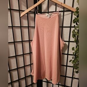 Pink Sleeveless Tank‎ Top with High Neck and Relaxed Fit
